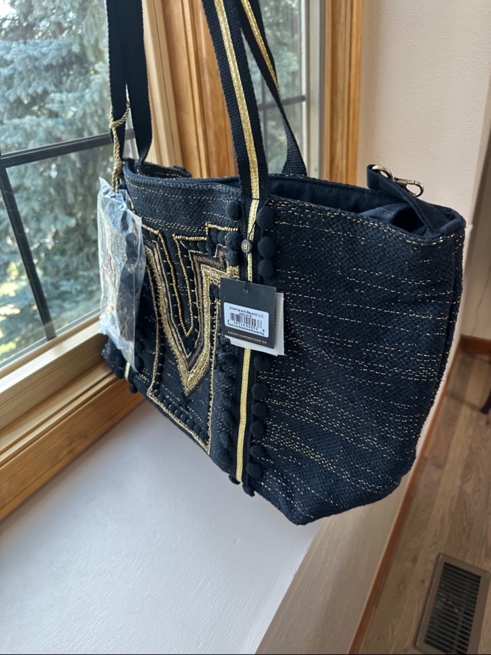 NWT America & Beyond Luxe Love Tote - Hand Beaded Large Black Tote - Picture 11 of 11